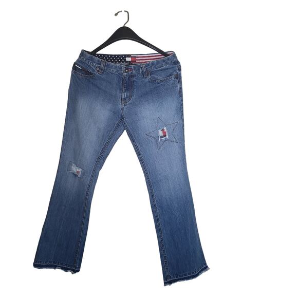 Tommy Jeans Tommy Hilfiger Vintage denim medium wash raw hem size 7 - Picture 2 of 9